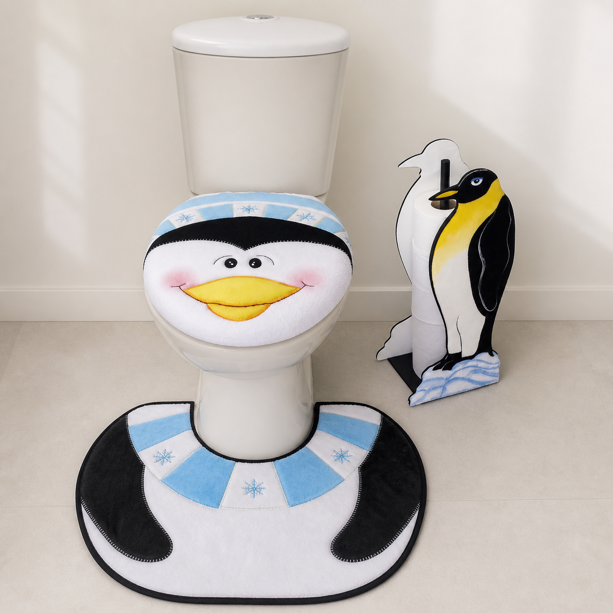 Juego de Baño Pinguino — Moldes + Tutorial